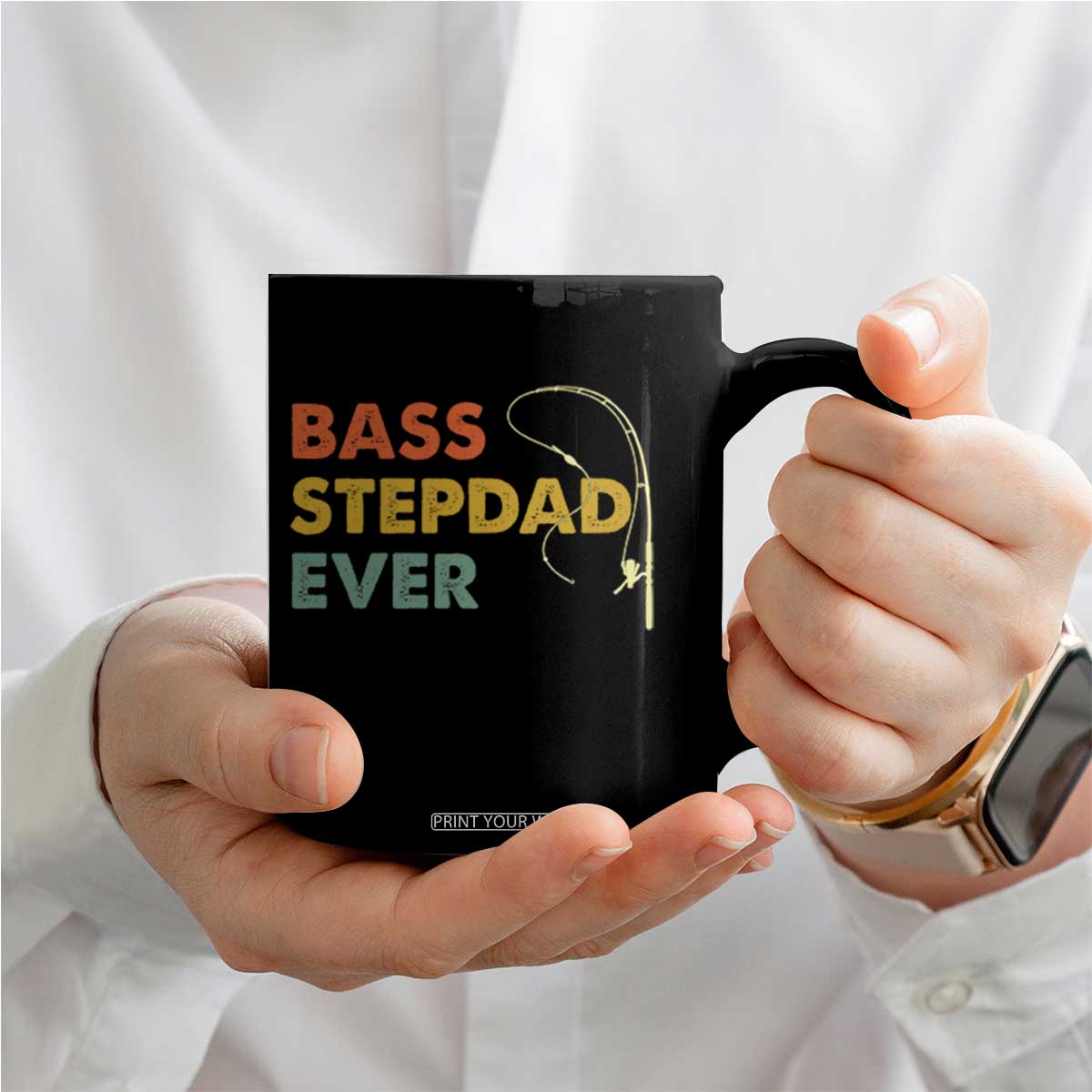 Fishing Bonus Dad Coffee Mug Retro Bass Stepdad Ever Fathers Day Fisherman TS10 Print Your Wear