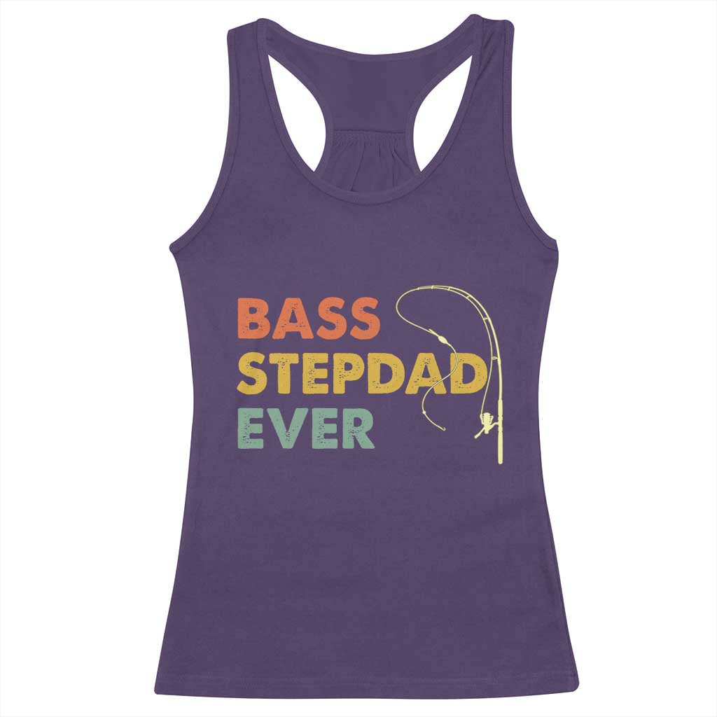 Fishing Bonus Dad Racerback Tank Top Retro Bass Stepdad Ever Fathers Day Fisherman TS10 Purple Print Your Wear