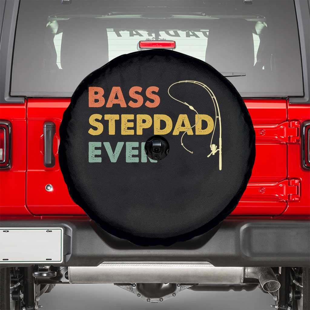 Fishing Bonus Dad Spare Tire Cover Retro Bass Stepdad Ever Fathers Day Fisherman TS10 Black Print Your Wear