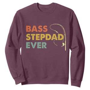 Fishing Bonus Dad Sweatshirt Retro Bass Stepdad Ever Fathers Day Fisherman TS10 Maroon Print Your Wear
