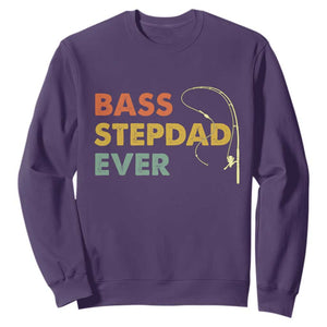Fishing Bonus Dad Sweatshirt Retro Bass Stepdad Ever Fathers Day Fisherman TS10 Purple Print Your Wear