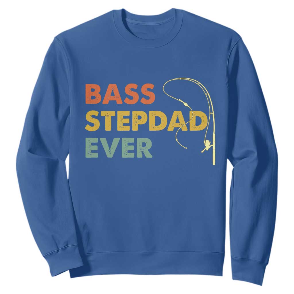 Fishing Bonus Dad Sweatshirt Retro Bass Stepdad Ever Fathers Day Fisherman TS10 Royal Blue Print Your Wear