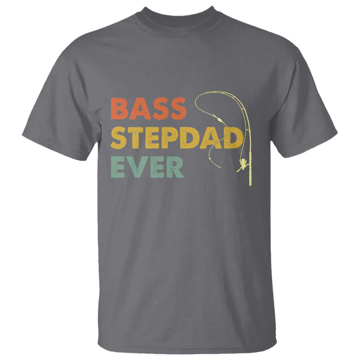 Fishing Bonus Dad T Shirt Retro Bass Stepdad Ever Fathers Day Fisherman TS10 Charcoal Print Your Wear