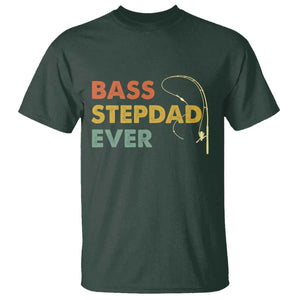 Fishing Bonus Dad T Shirt Retro Bass Stepdad Ever Fathers Day Fisherman TS10 Dark Forest Green Print Your Wear