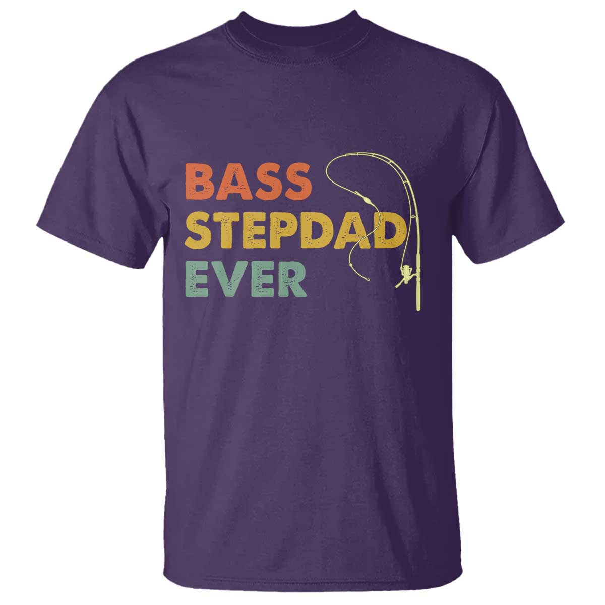 Fishing Bonus Dad T Shirt Retro Bass Stepdad Ever Fathers Day Fisherman TS10 Purple Print Your Wear