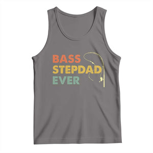 Fishing Bonus Dad Tank Top Retro Bass Stepdad Ever Fathers Day Fisherman TS10 Deep Heather Print Your Wear