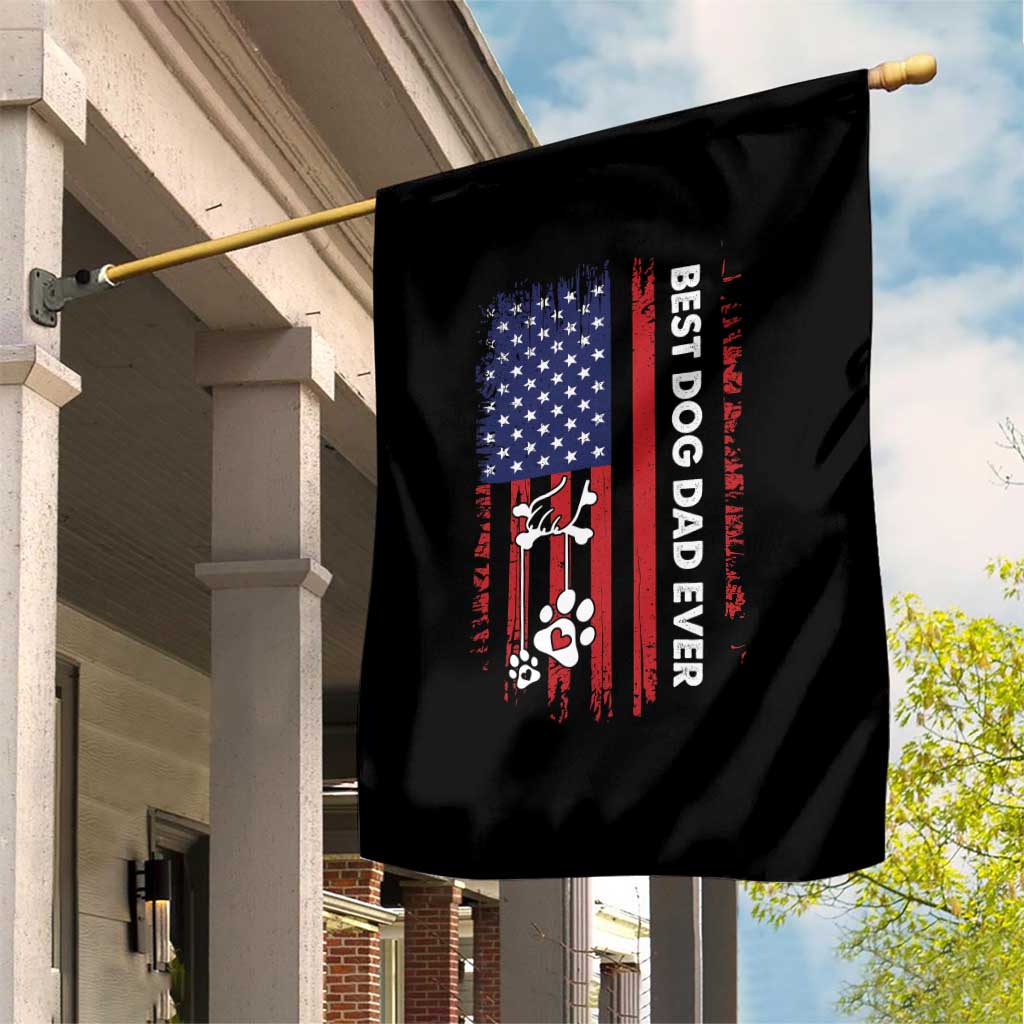 Best Dog Dad Ever Garden Flag Fathers Day Gift From Dog USA Flag Puppy Lover Paw