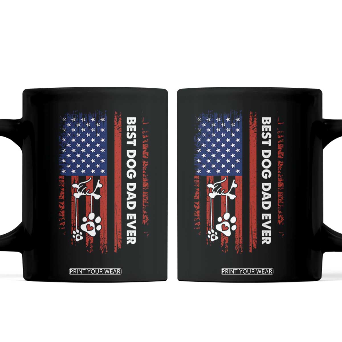Best Dog Dad Ever Coffee Mug Fathers Day Gift From Dog USA Flag Puppy Lover Paw