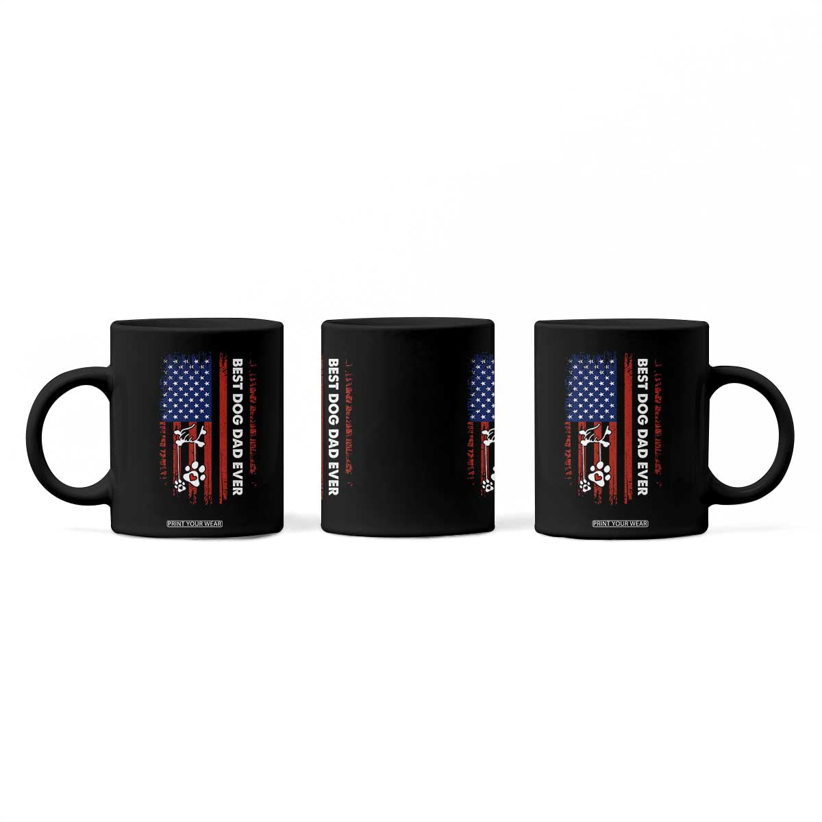 Best Dog Dad Ever Coffee Mug Fathers Day Gift From Dog USA Flag Puppy Lover Paw