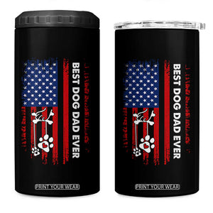 Best Dog Dad Ever 4 in 1 Can Cooler Tumbler Fathers Day Gift From Dog USA Flag Puppy Lover Paw