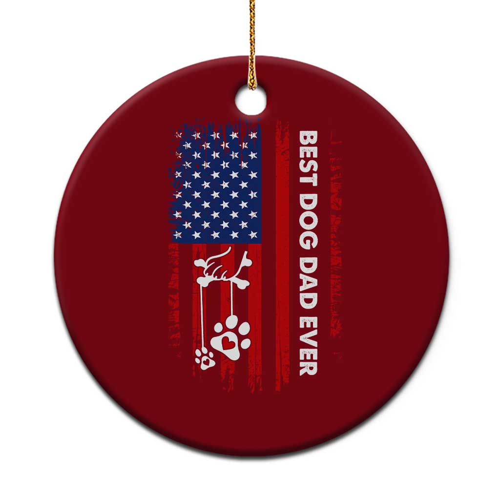 Best Dog Dad Ever Ceramic Ornament Fathers Day Gift From Dog USA Flag Puppy Lover Paw