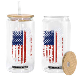 Best Dog Dad Ever Glass Can Fathers Day Gift From Dog USA Flag Puppy Lover Paw