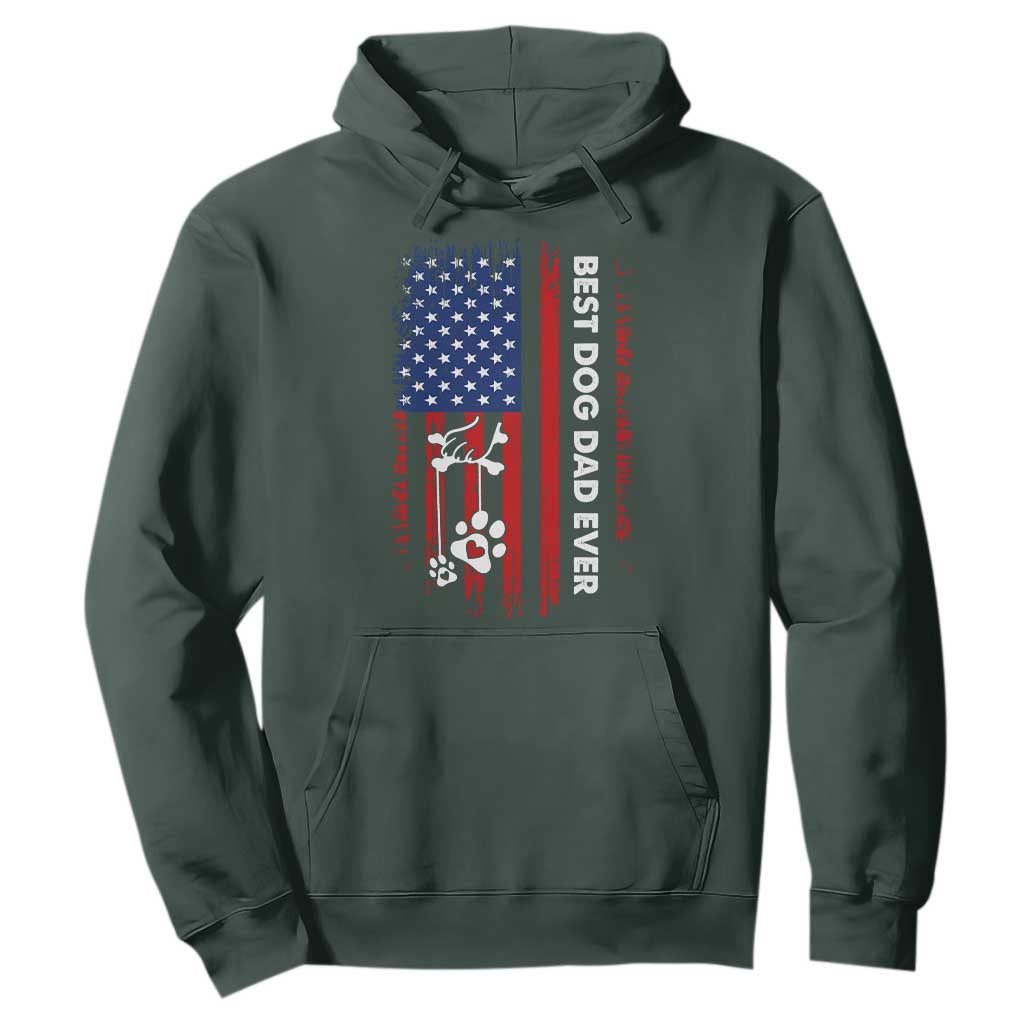 Best Dog Dad Ever Hoodie Fathers Day Gift From Dog USA Flag Puppy Lover Paw