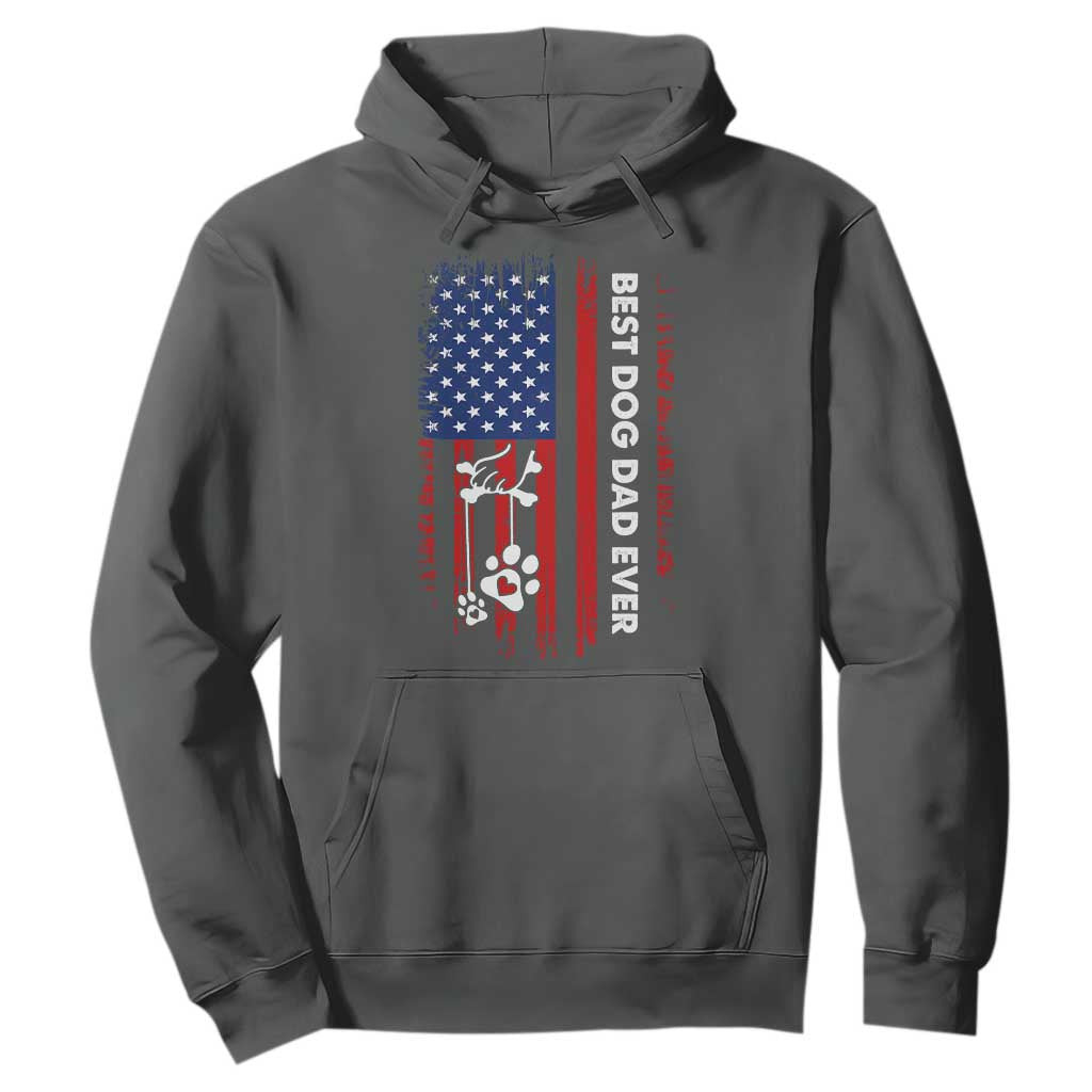 Best Dog Dad Ever Hoodie Fathers Day Gift From Dog USA Flag Puppy Lover Paw