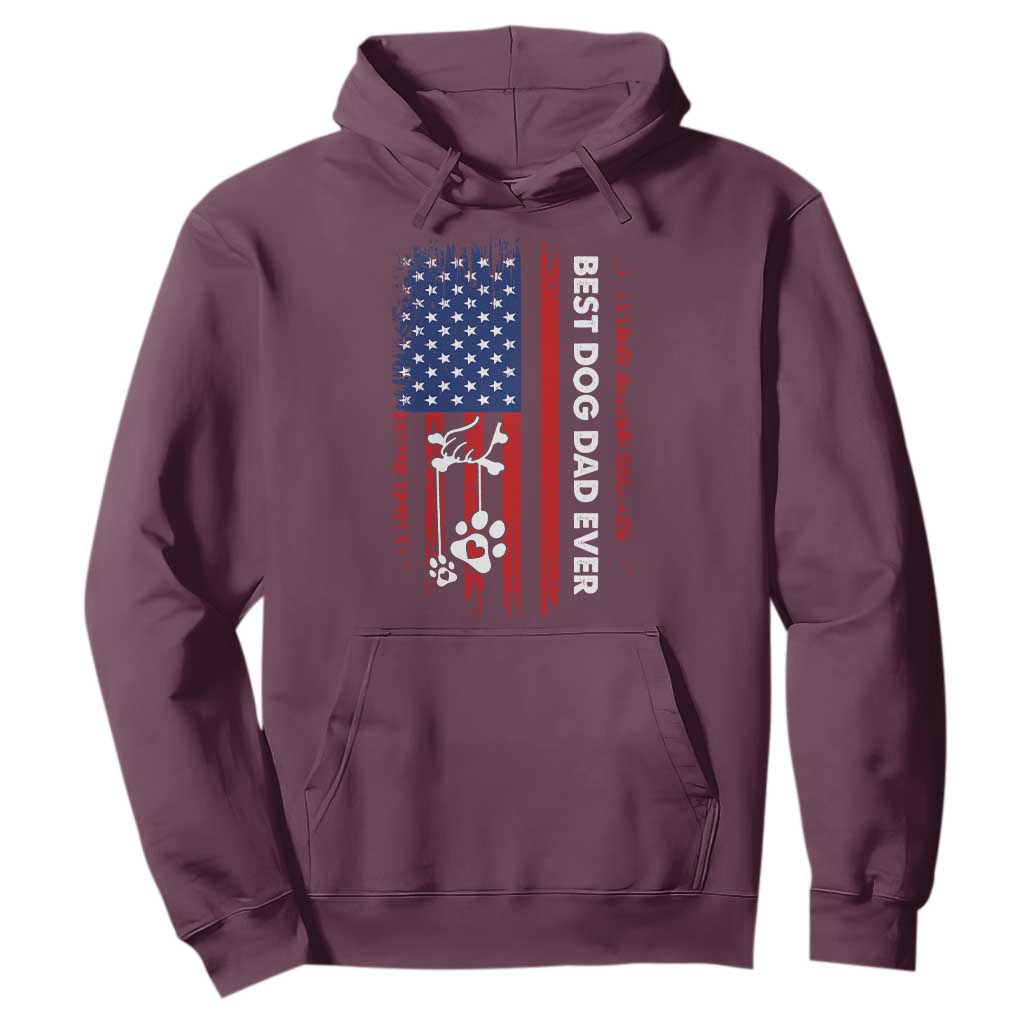 Best Dog Dad Ever Hoodie Fathers Day Gift From Dog USA Flag Puppy Lover Paw