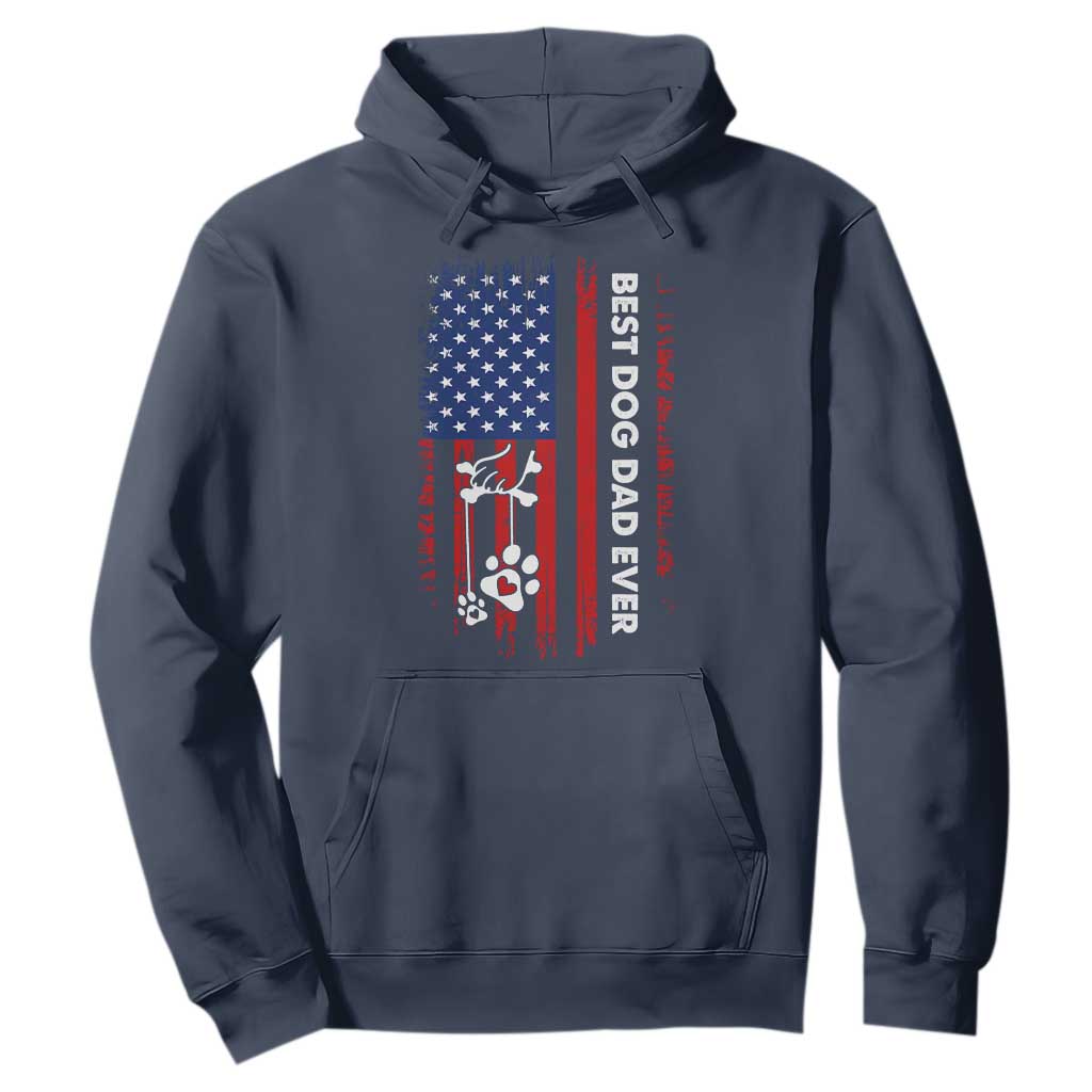 Best Dog Dad Ever Hoodie Fathers Day Gift From Dog USA Flag Puppy Lover Paw
