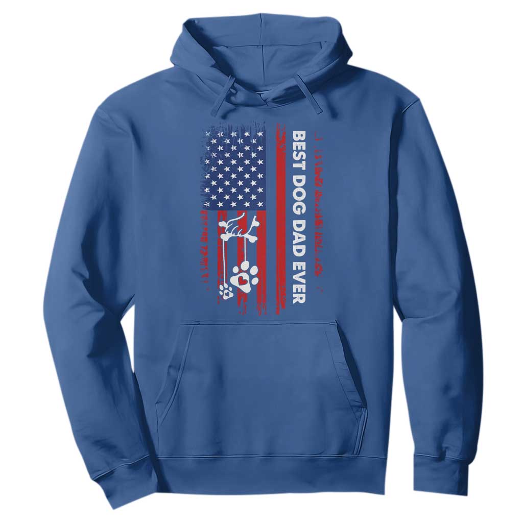 Best Dog Dad Ever Hoodie Fathers Day Gift From Dog USA Flag Puppy Lover Paw