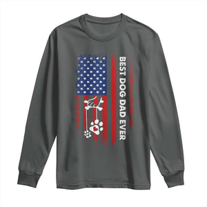Best Dog Dad Ever Long Sleeve Shirt Fathers Day Gift From Dog USA Flag Puppy Lover Paw