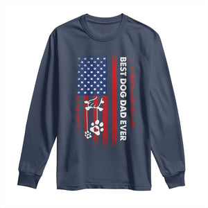 Best Dog Dad Ever Long Sleeve Shirt Fathers Day Gift From Dog USA Flag Puppy Lover Paw