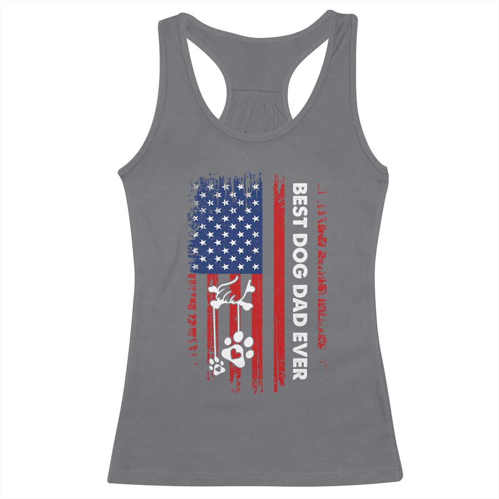 Best Dog Dad Ever Racerback Tank Top Fathers Day Gift From Dog USA Flag Puppy Lover Paw