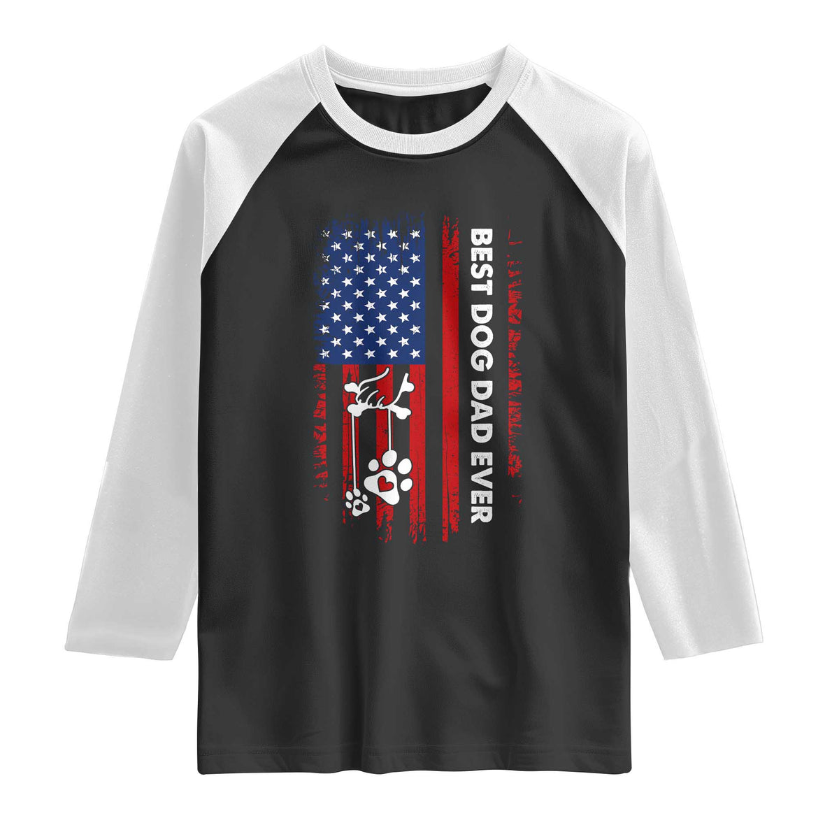 Best Dog Dad Ever Raglan Shirt Fathers Day Gift From Dog USA Flag Puppy Lover Paw