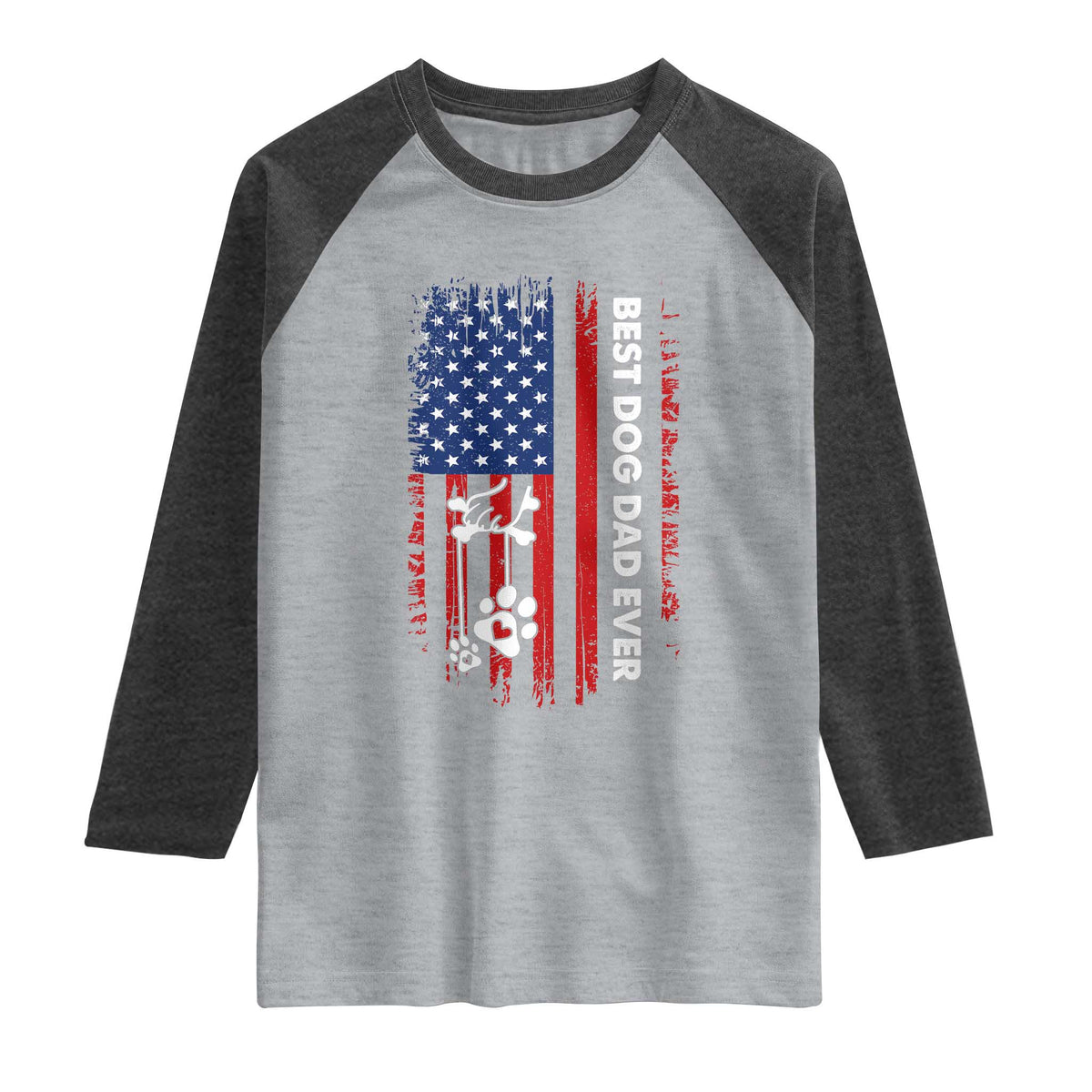 Best Dog Dad Ever Raglan Shirt Fathers Day Gift From Dog USA Flag Puppy Lover Paw