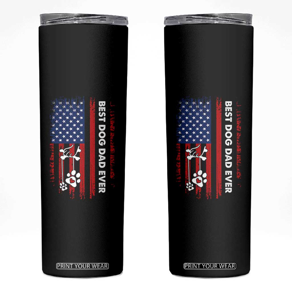 Best Dog Dad Ever Skinny Tumbler Fathers Day Gift From Dog USA Flag Puppy Lover Paw
