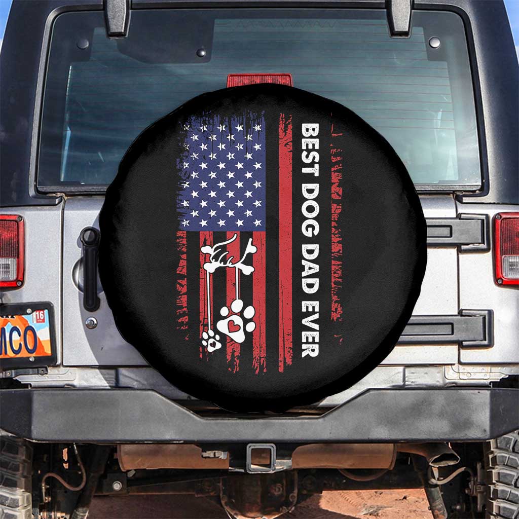 Best Dog Dad Ever Spare Tire Cover Fathers Day Gift From Dog USA Flag Puppy Lover Paw
