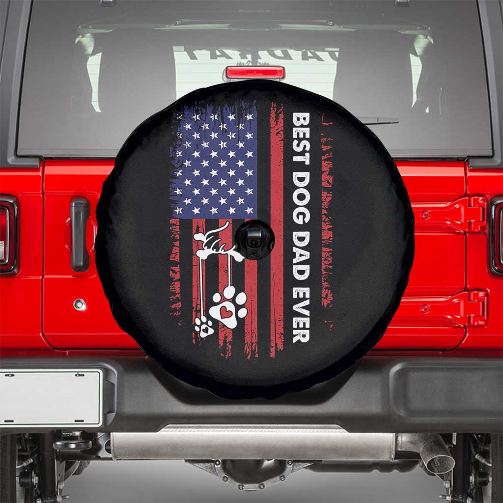 Best Dog Dad Ever Spare Tire Cover Fathers Day Gift From Dog USA Flag Puppy Lover Paw