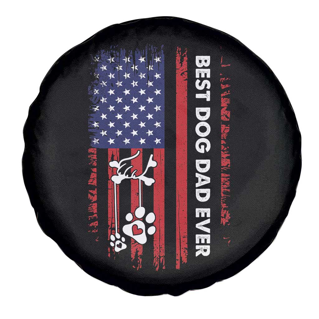 Best Dog Dad Ever Spare Tire Cover Fathers Day Gift From Dog USA Flag Puppy Lover Paw