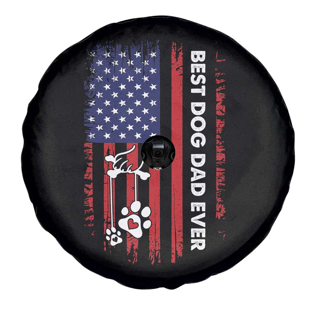 Best Dog Dad Ever Spare Tire Cover Fathers Day Gift From Dog USA Flag Puppy Lover Paw