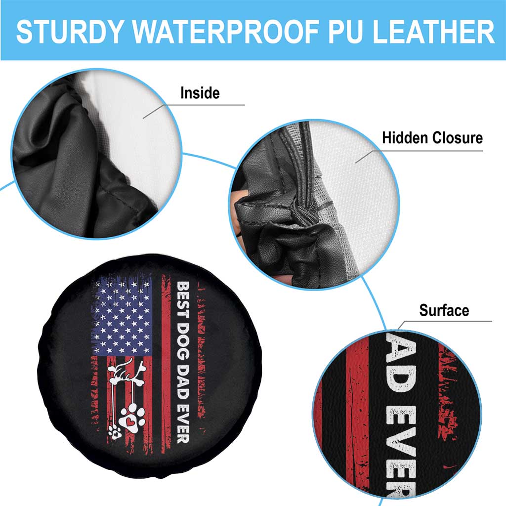 Best Dog Dad Ever Spare Tire Cover Fathers Day Gift From Dog USA Flag Puppy Lover Paw