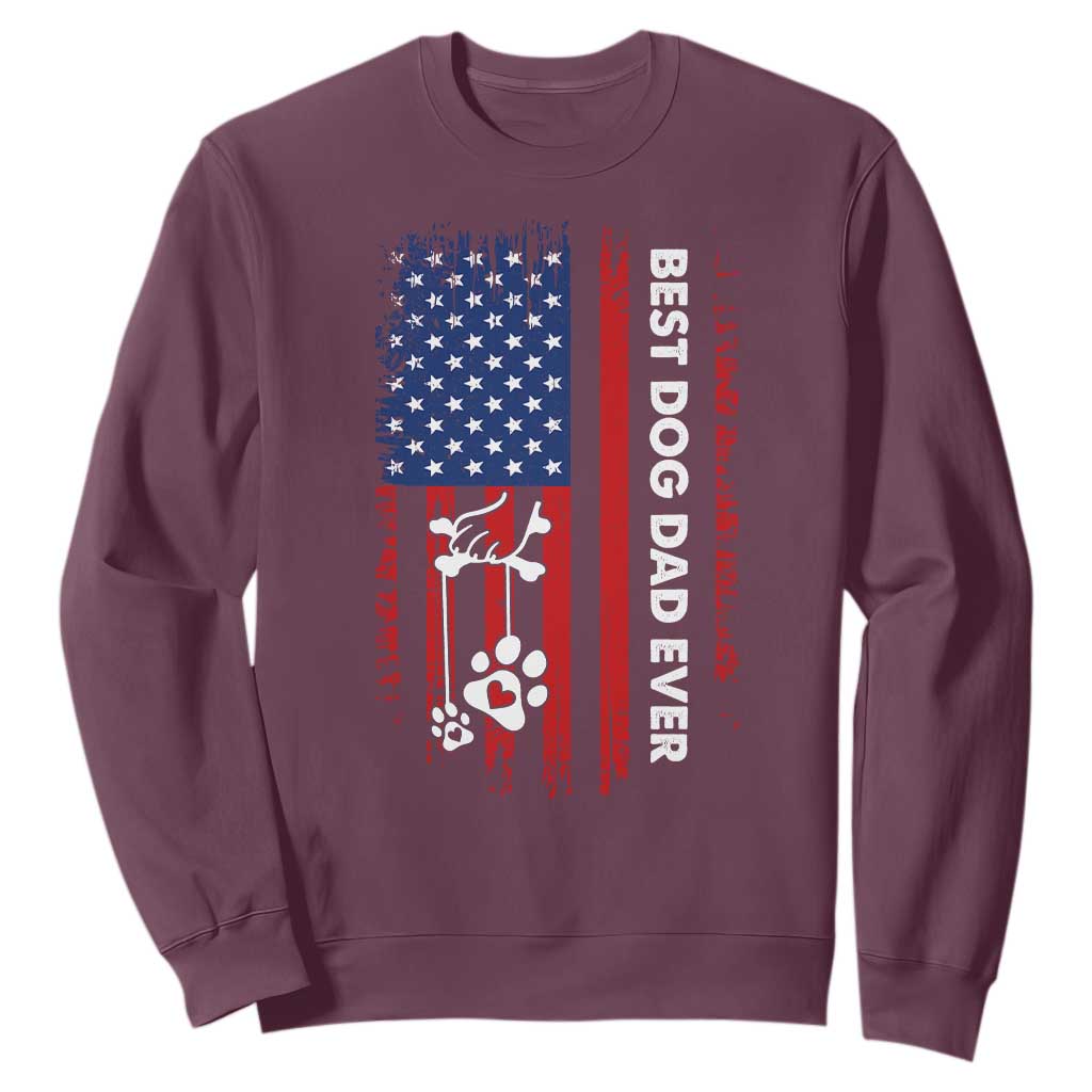 Best Dog Dad Ever Sweatshirt Fathers Day Gift From Dog USA Flag Puppy Lover Paw