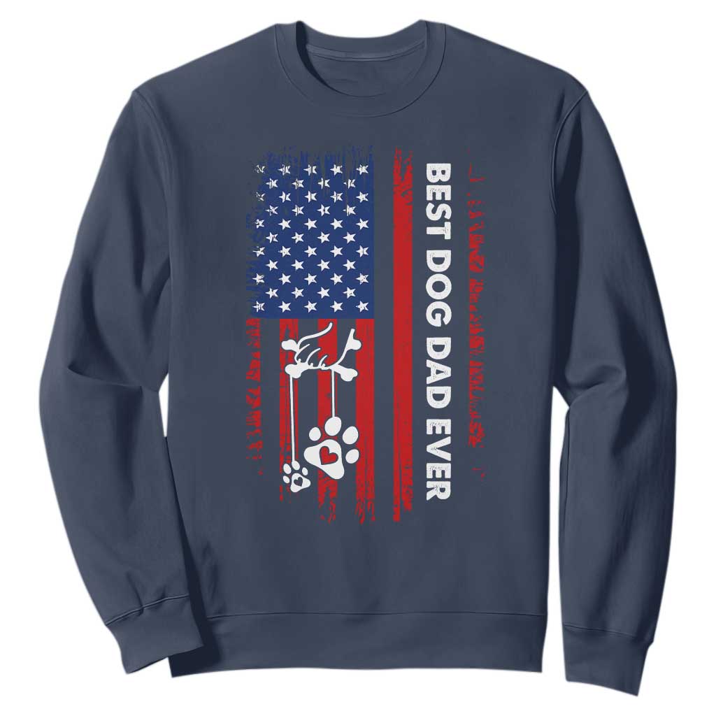 Best Dog Dad Ever Sweatshirt Fathers Day Gift From Dog USA Flag Puppy Lover Paw