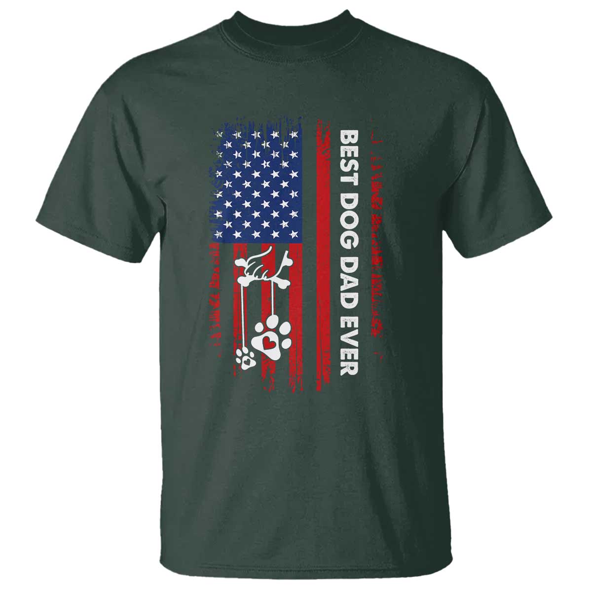 Best Dog Dad Ever T Shirt Fathers Day Gift From Dog USA Flag Puppy Lover Paw