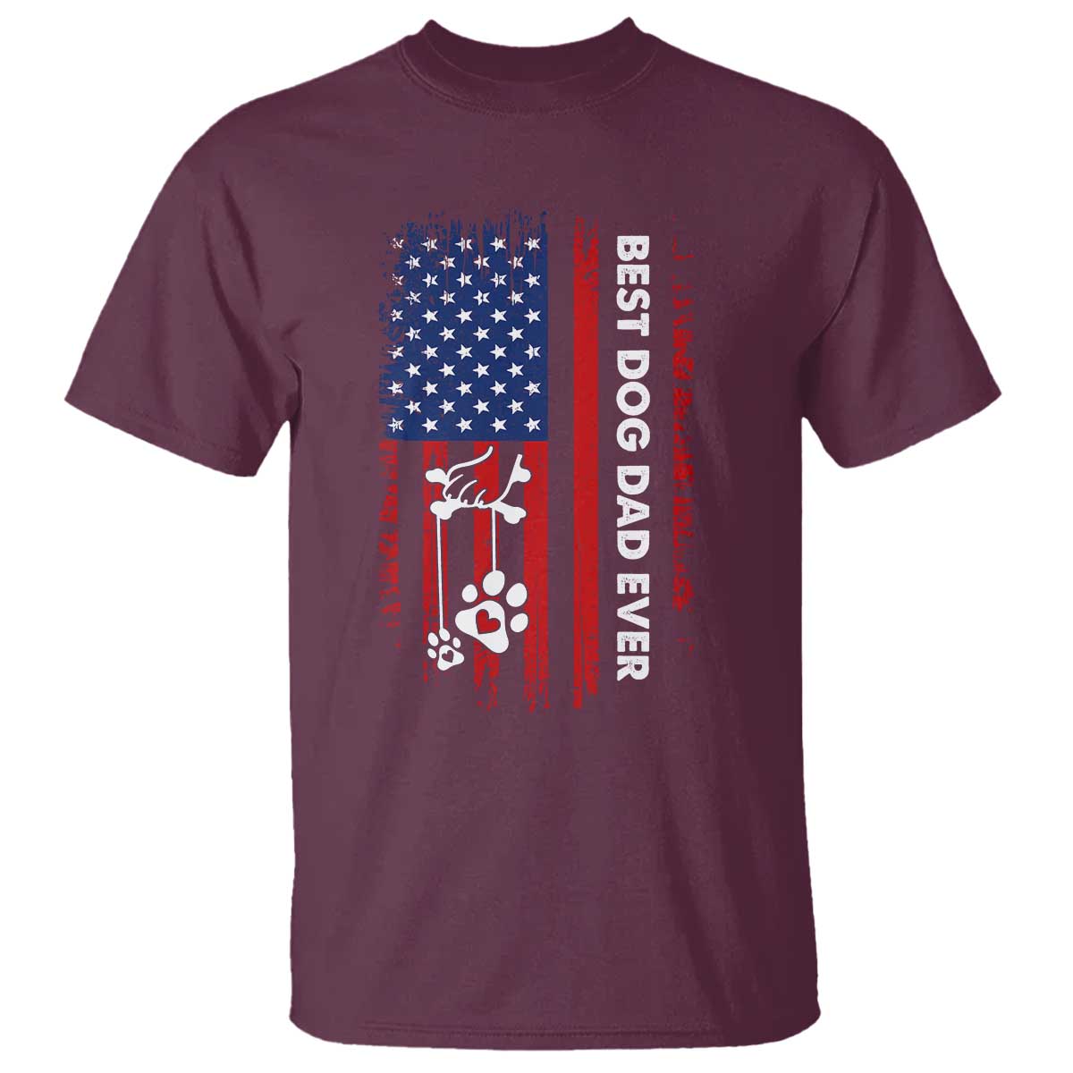 Best Dog Dad Ever T Shirt Fathers Day Gift From Dog USA Flag Puppy Lover Paw