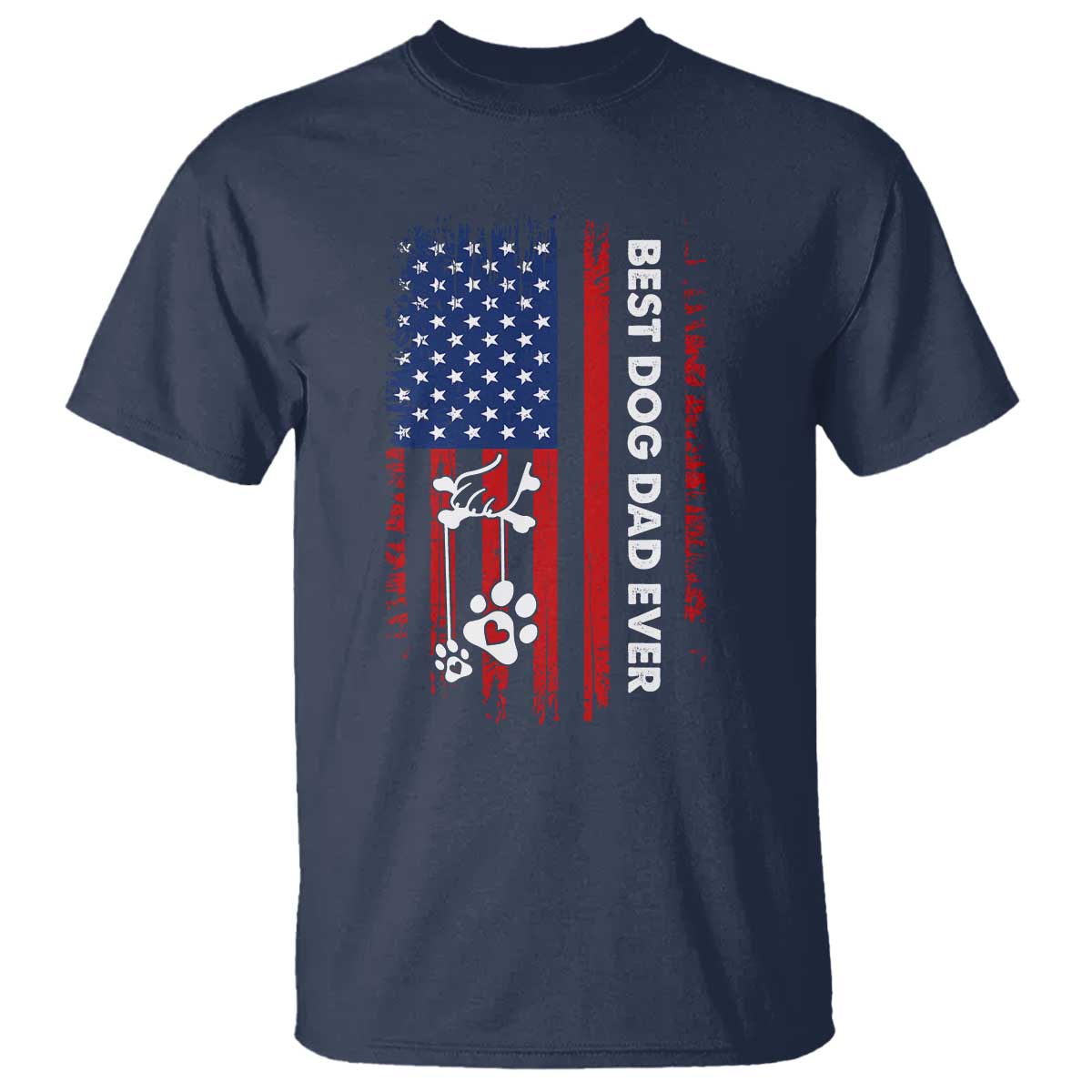 Best Dog Dad Ever T Shirt Fathers Day Gift From Dog USA Flag Puppy Lover Paw