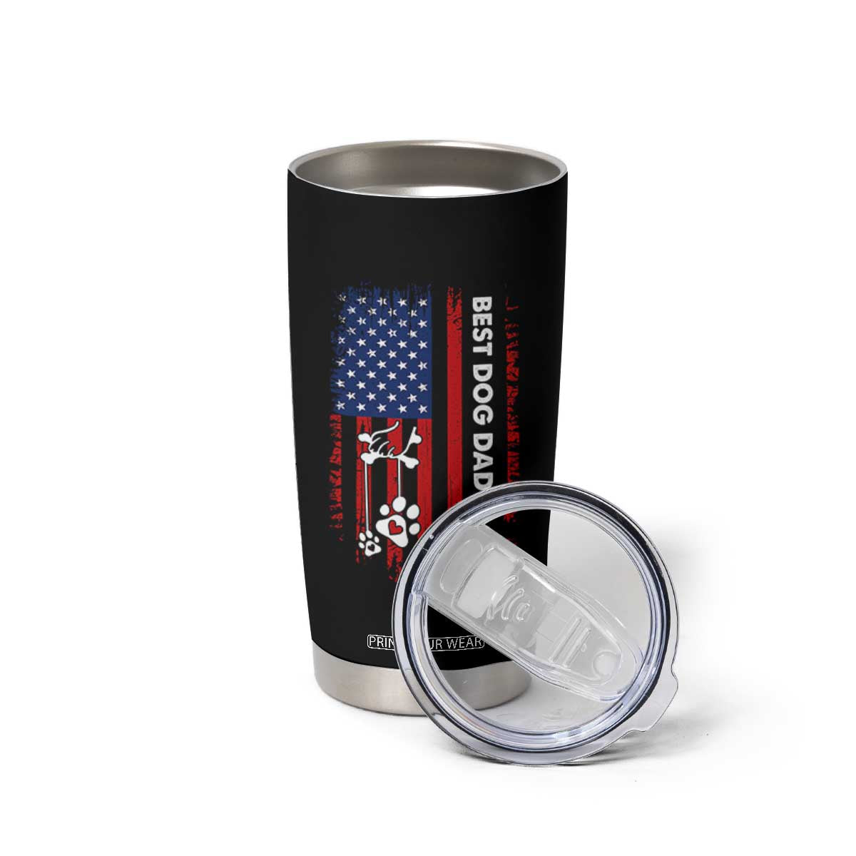 Best Dog Dad Ever Tumbler Cup Fathers Day Gift From Dog USA Flag Puppy Lover Paw