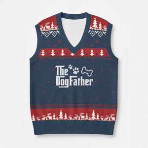 Dog Dad V-Neck Knit Sweater Vest The Dogfather Fathers Day Gift For Dog Lovers