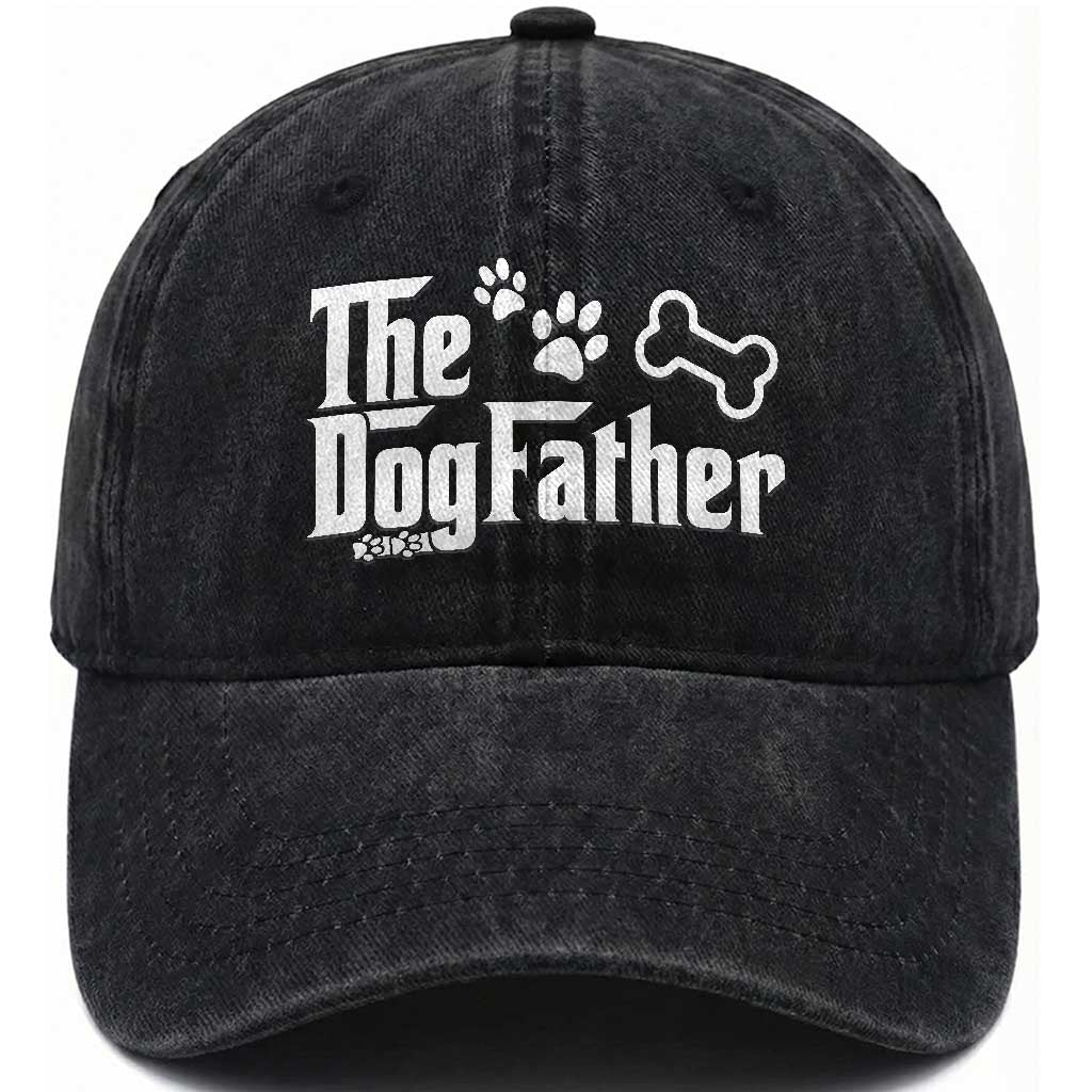 Dog Dad Washed Cotton Baseball Cap The Dogfather Fathers Day Gift For Dog Lovers TS10 Print Your Wear
