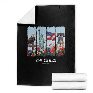 250 Years American 1776 2026 Throw Blanket 250th 4th July Independence Day Eagle Statue of Liberty Flag