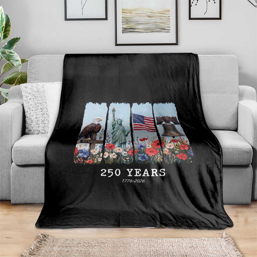 250 Years American 1776 2026 Throw Blanket 250th 4th July Independence Day Eagle Statue of Liberty Flag