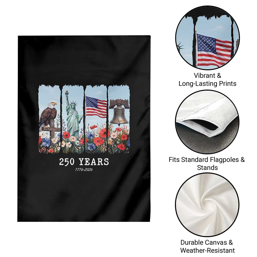 250 Years American 1776 2026 Garden Flag 250th 4th July Independence Day Eagle Statue of Liberty Flag