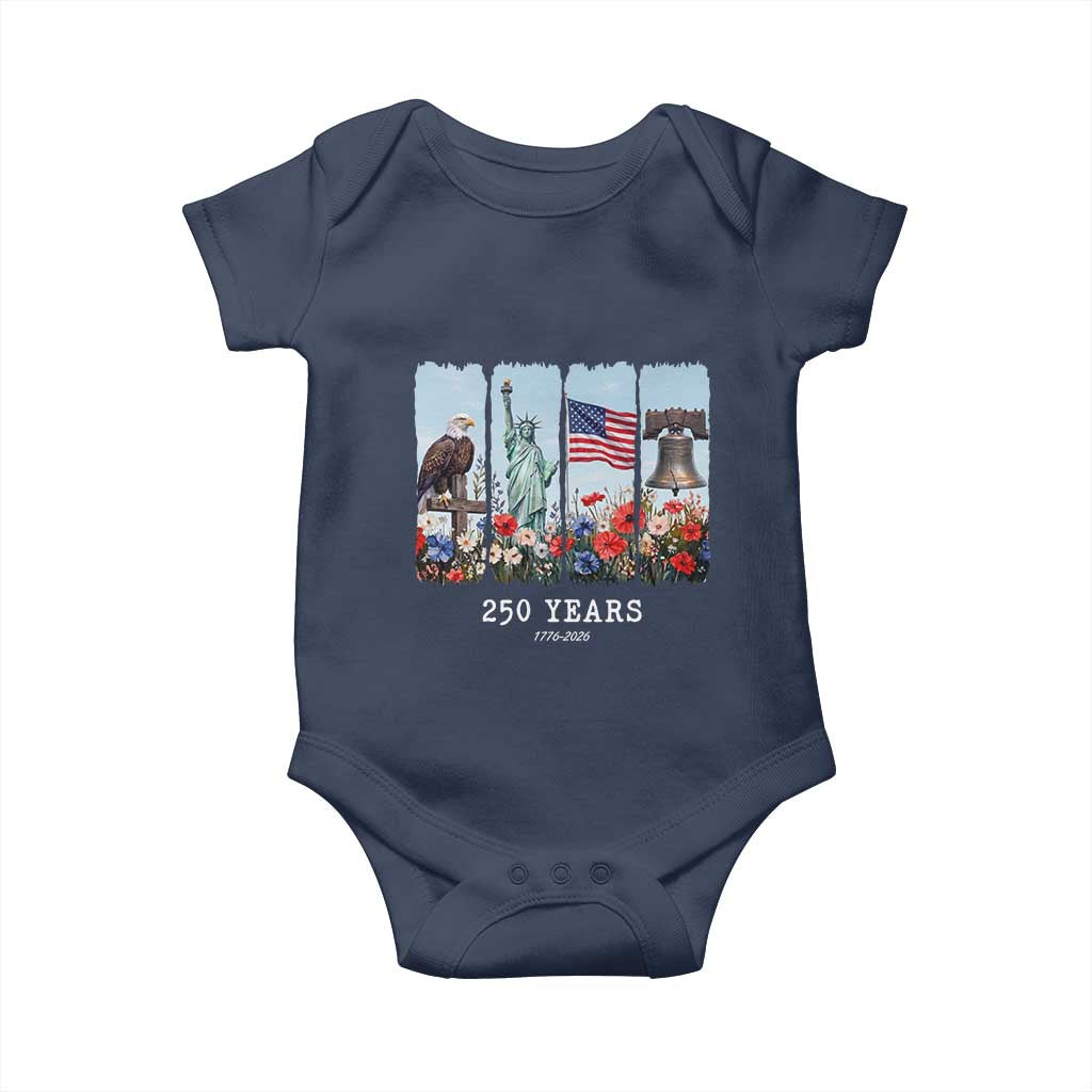 250 Years American 1776 2026 Baby Onesie 250th 4th July Independence Day Eagle Statue of Liberty Flag