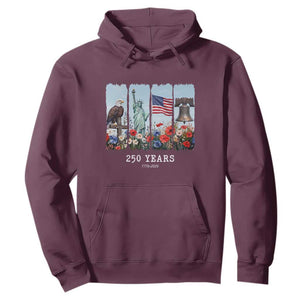250 Years American 1776 2026 Hoodie 250th 4th July Independence Day Eagle Statue of Liberty Flag