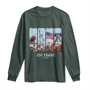 250 Years American 1776 2026 Long Sleeve Shirt 250th 4th July Independence Day Eagle Statue of Liberty Flag