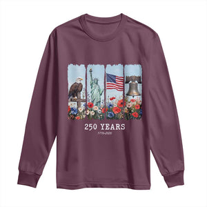 250 Years American 1776 2026 Long Sleeve Shirt 250th 4th July Independence Day Eagle Statue of Liberty Flag