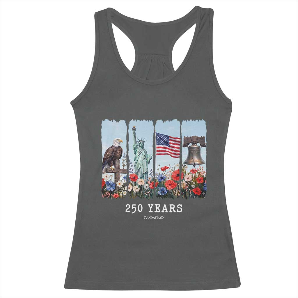 250 Years American 1776 2026 Racerback Tank Top 250th 4th July Independence Day Eagle Statue of Liberty Flag