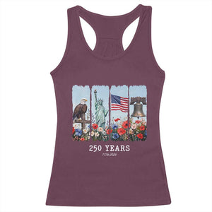 250 Years American 1776 2026 Racerback Tank Top 250th 4th July Independence Day Eagle Statue of Liberty Flag