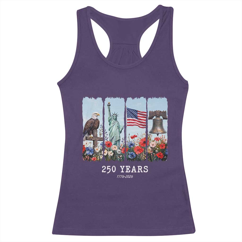 250 Years American 1776 2026 Racerback Tank Top 250th 4th July Independence Day Eagle Statue of Liberty Flag